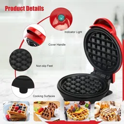 niceadult Waffle Maker Non-Stick Machine Waffle Pan Cakes Paninis Snacks Mini Waffle Maker Waffle Maker image 4