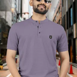 vebnor Men Solid Mandarin Collar Polyester Grey T-Shirt-picture-27