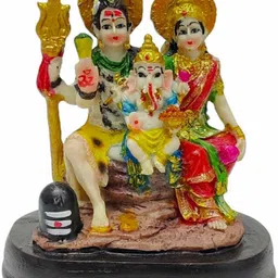 bhatia Lord Shiv Parivar Statue Parvati Ganesh Murti For Pooja, Gift, Car Dashboard Decorative Showpiece - 10 cm image 2