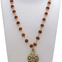 divine rudras Mahakal Locket with Rudraksha Mala, Trishul Damru Pendant, Spiritual Shiva mala Rhodium Plated Rudraksha Chain image 2