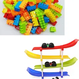 nibs Combo of Rolling Ramp with 2 Cars & 36pc Building Block Set for Kids image 1