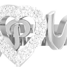 kanak jewels Love Collection letter P American Diamond Adjustable Valentine Heart Silver Initial for Women Girls Girlfriend Men Boys Couples Lovers Design Silver plated Ring Brass Cubic Zirconia Silver Plated Ring image 3