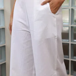 libas Women White Cotton Blend Trousers-picture-30