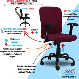 newturn Rainbow Zebra Velvet Rexine office revolving chair with 2 Year warranty Fabric Office Adjustable Arm Chair image 3