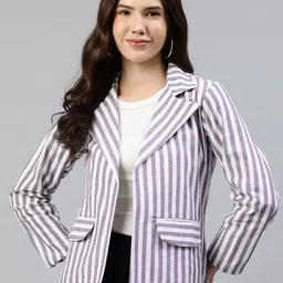 cottinfab Women Striped Single Breasted Casual Blazer-picture-30