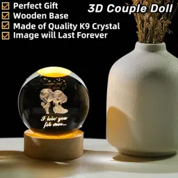 wengonvila 6CM 3D Lovers Crystal Ball with Led Wood Base Home Decoration,Brithday Gift Night Lamp-picture-22