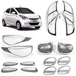 junior Exterior Chrome Accessories Combo Kit Compatible with Maruti Eon - All Models Chrome Hyundai EON Sportz Side Garnish-picture-17