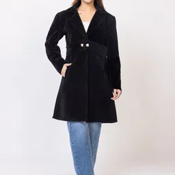 buffaro Tweed Solid Coat For Women-picture-14