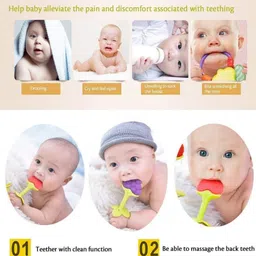 muphin trading company Fruit Shape Teether/Teething Chew Toy, Baby Fruit/Food Feeder(pack of-4) Teether and Feeder image 3