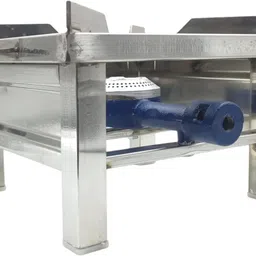 netvull Single Burner Square Commercial Gas Stove Bhatti | Silver (L12 X W12 X H9 Inch) Stainless Steel Manual Hob image 5