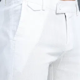 moda rapido Men Regular Fit White Pure Linen Trousers image 5