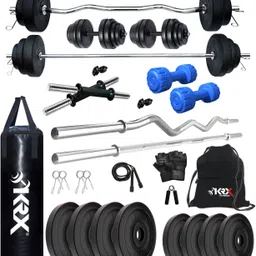 krx 30 kg PVC 30 KG COMBO 343 with Unfilled Punching Bag & PVC Dumbbells Home Gym Combo-picture-21