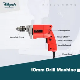 hillgrove HGCM1015M1 All Purpose 500W Drill Machine with 5 Drill Bits for Making Holes in Metal/Wood/Concrete Pistol Grip Drill HPD13 Hammer Drill image 2