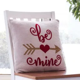Red 100% Cotton Be Mine 16x16 Inches Cushion Cover by Pluchi-picture-21