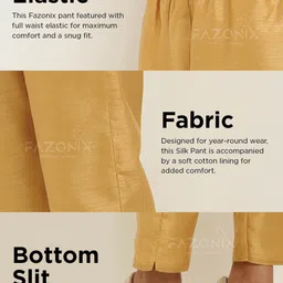 fazonix Women Regular Fit Gold Silk Blend Trousers image 5
