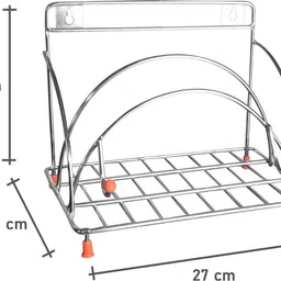 standify Chakla/Belan Kitchen Rack NEW-Kitchen Tawa Stand 4 in 1 Chakla Belan Tawa Stand Rolling Pin Board Holder Steel image 2