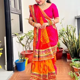 anirav Printed Bandhani Art Silk Saree image 4