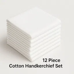 Drona Ent 12 Piece 100% Pure Cotton Handkerchief Set – White Large Size 24x24 In(60x60 cm) ["White"] Handkerchief image 5