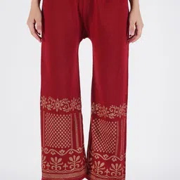 crown king garments Women Relaxed Maroon Wool Trousers-picture-27
