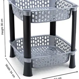 anjil Fruits/Vegetables Kitchen Rack 2 Layer Multipurpose Shelf Stand Basket Rack for kitchen Plastic image 3