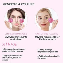 lozenge Ice Roller Globes Facial Roller Cold Skin Massager Crystal Glass Ball(Pack of 2) image 3