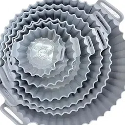 sriara Silicone Air Fryer and Baking Bowl Set Non-Stick, Heat Resistant, (Grey Color) Airfryer Tray-picture-46