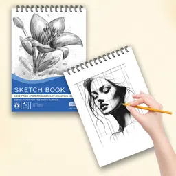 inklick 50 Sheet A5 (Set of 2) Top Spiral-Bound Sketchpad for Artists (Style-4) Sketch Pad image 4