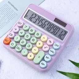 xyjiqs 733 Rainbow Key Purple Mechanical Calculator – 12-Digit Display, Soft Quiet Buttons Basic Calculator image 1