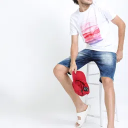 highlander Men Printed Round Neck Pure Cotton White T-Shirt image 4