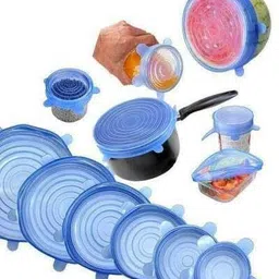 bhavi lifestyle Silicone Stretch Lids Set, 6 Sizes, Reusable Food Storage Covers, 4.72 inch, 6.29 inch, 2.55 inch, 7.07 inch, 7.87 inch, 3.93 inch Lid Set, Pack of 6 image 2