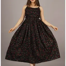 asfebrics Women Gown Black Midi/Calf Length Dress image 1