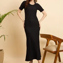 dwarros Women Maxi Black Midi/Calf Length Dress image 3