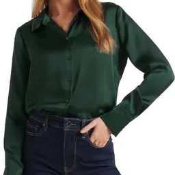 bowrain Women Regular Fit Solid Spread Collar Casual Shirt-picture-13