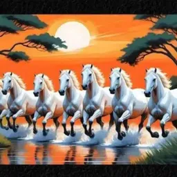 dekorvia Seven Running White Horses Photo Frame Vastu Wall Decor Painting for Home&Office Digital Reprint 12 inch x 9 inch Painting-picture-15