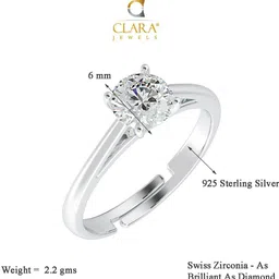 clara Luca Adjustable Ring for Women Sterling Silver Cubic Zirconia Ring image 4