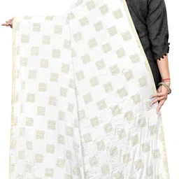 aardiva Chiffon Solid, Printed White Women Dupatta image 3
