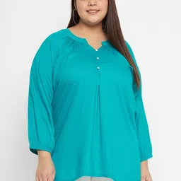vinaan Casual Regular Sleeves Solid Women Light Blue Top-picture-38