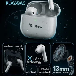e grow True Wireless Earbuds Bluetooth 5.3 Deep Bass Fast Charging ENC Mic for Calling Bluetooth Gaming Headset image 2