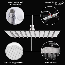 prestige 6"x6" Stainless Steel Ultra Slim 15inch Arm (Pack of - 1) Fixed Mount image 3