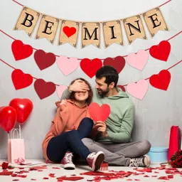 zyozique Red Valentine's Day Decorations Combo Banner, Heart Garland Banner (Pack Of 2) image 5