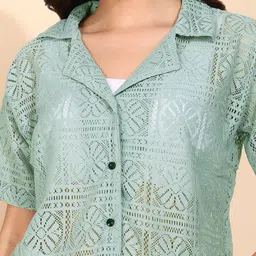 funday fashion Women Regular Fit Self Design Casual Shirt image 4