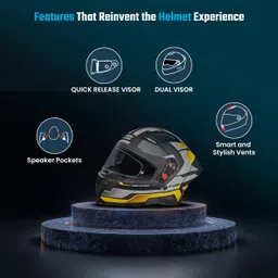 studds Helios Asphalt Full Face ISI and DOT Certified Helmet with Dual Visor Motorbike Helmet image 4