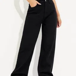 vbeauty Women Relaxed Fit Mid Rise Black Jeans-picture-11