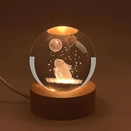 dhruti enterprise 3D Rabbit Crystal Ball Light-LED Night Lamp image 2