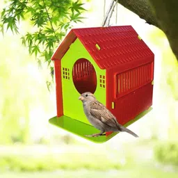 infinity overseas Bird House for Balcony and Garden Hanging Yellow & Green Plastic Bird House image 2