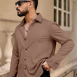 Men Regular Fit Self Design Spread Collar Casual Shirt-image-32