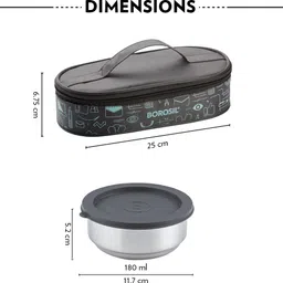borosil Carry Fresh Lunchbox, 2pc Set (180ml Each) Horizontal Tiffin for Office 2 Containers Lunch Box image 2