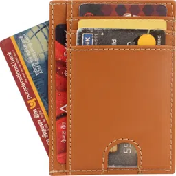 modix Men Trendy, Formal, Casual Tan Genuine Leather RFID Card Holder - Mini image 1