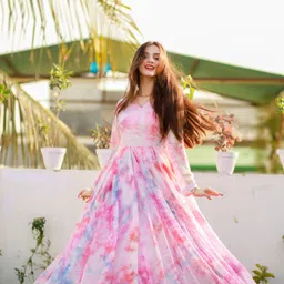 dri enterprise Printed Georgette Stitched Anarkali Gown image 4