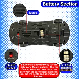 wishkey Battery Operated Friction Power Push and Go Police Car Toy with Lights and Music image 3
